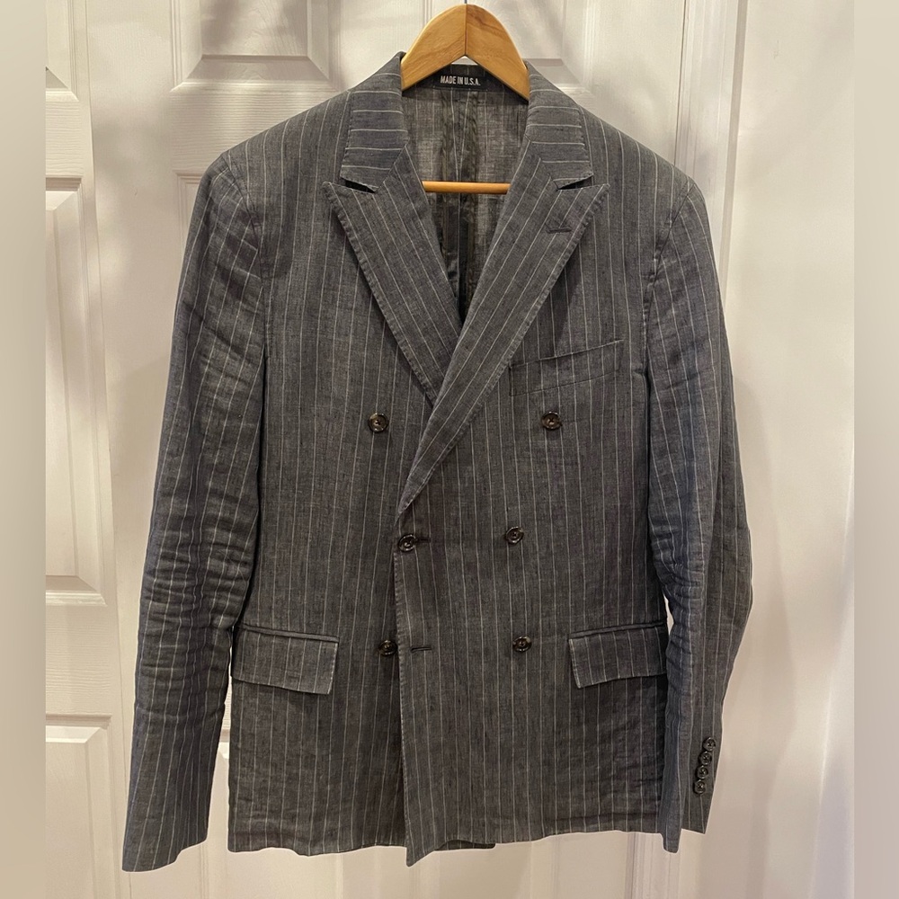 Too Snyder Double Breasted Linen Blazer